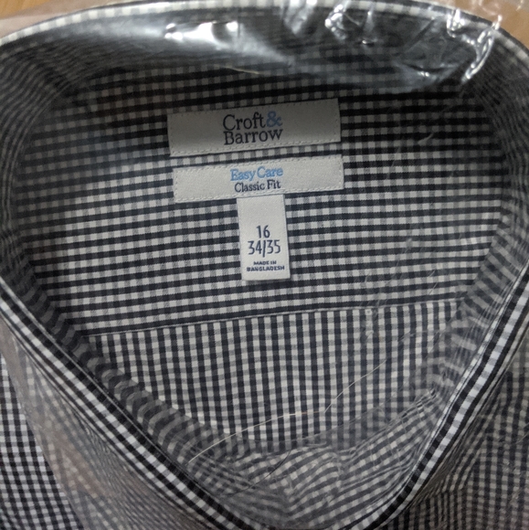 SOLD BN Croft & Barrow Black & White Long-Sleeve Shirt - Picture 3 of 5